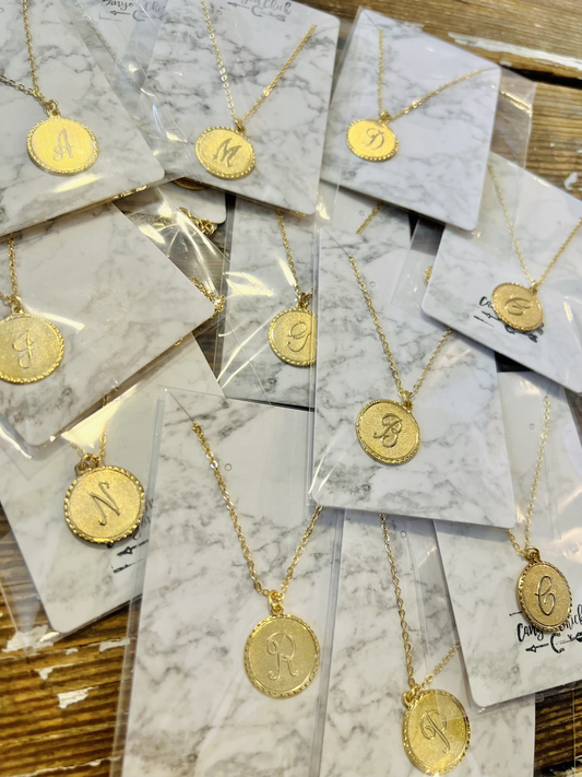 Vintage Monogram Coin Necklace