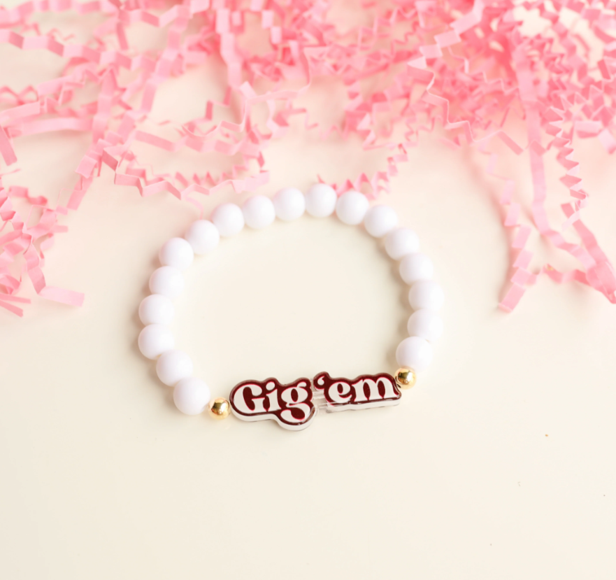 Gig'Em BB Bead Bubble Bracelet