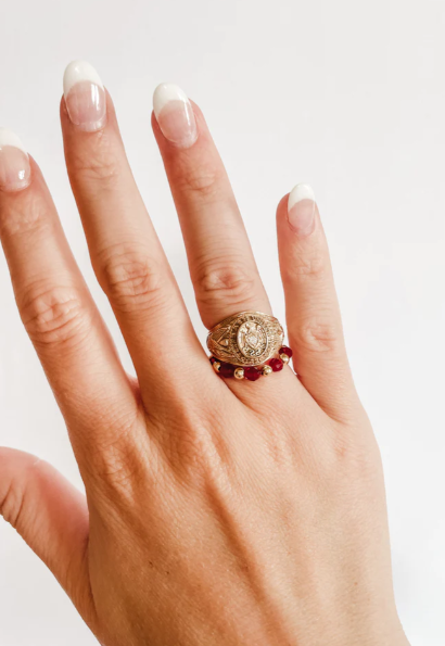Maroon Swarski Ring